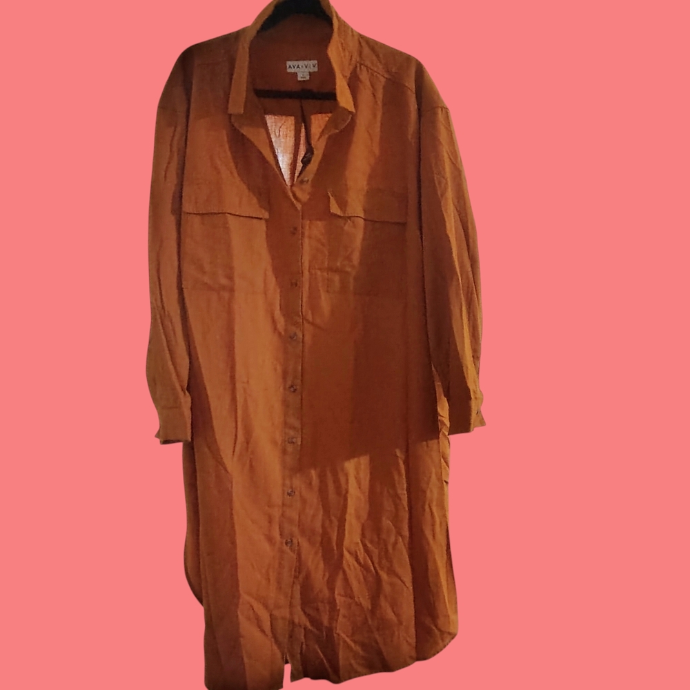 Ava & Viv Orange Long Sleeve Dress baggy, oversized, trendy classic comfortable